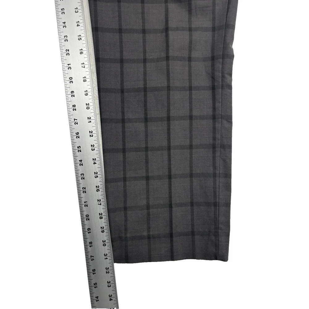 Banana Republic 38x32 Gray Windowpane Chino Dress Pants Trouser Cotton Slim Fit